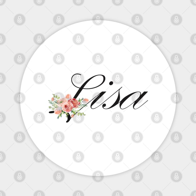 Lisa name letter watercolor flowers Magnet by NeedsFulfilled